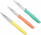 Arcos Set Cuchillos Mondadores. 3 Piezas Acero Inoxidable. Cuchillos Cocina Peladores Multicolor