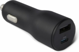 Cargador de coche Amazon Basics de carga rápida, doble puerto, 1 USB-C + 1 USB-A, 32 W, negroC