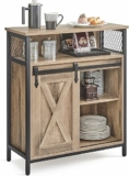 VASAGLE Aparador, Armario de Cocina, Armario de Almacenamiento, con Puerta Corredera, 30 x 70 x 80 cm, Estantes Ajustables, para Salón, Marrón Camello y Negro Tinta LSC089B50